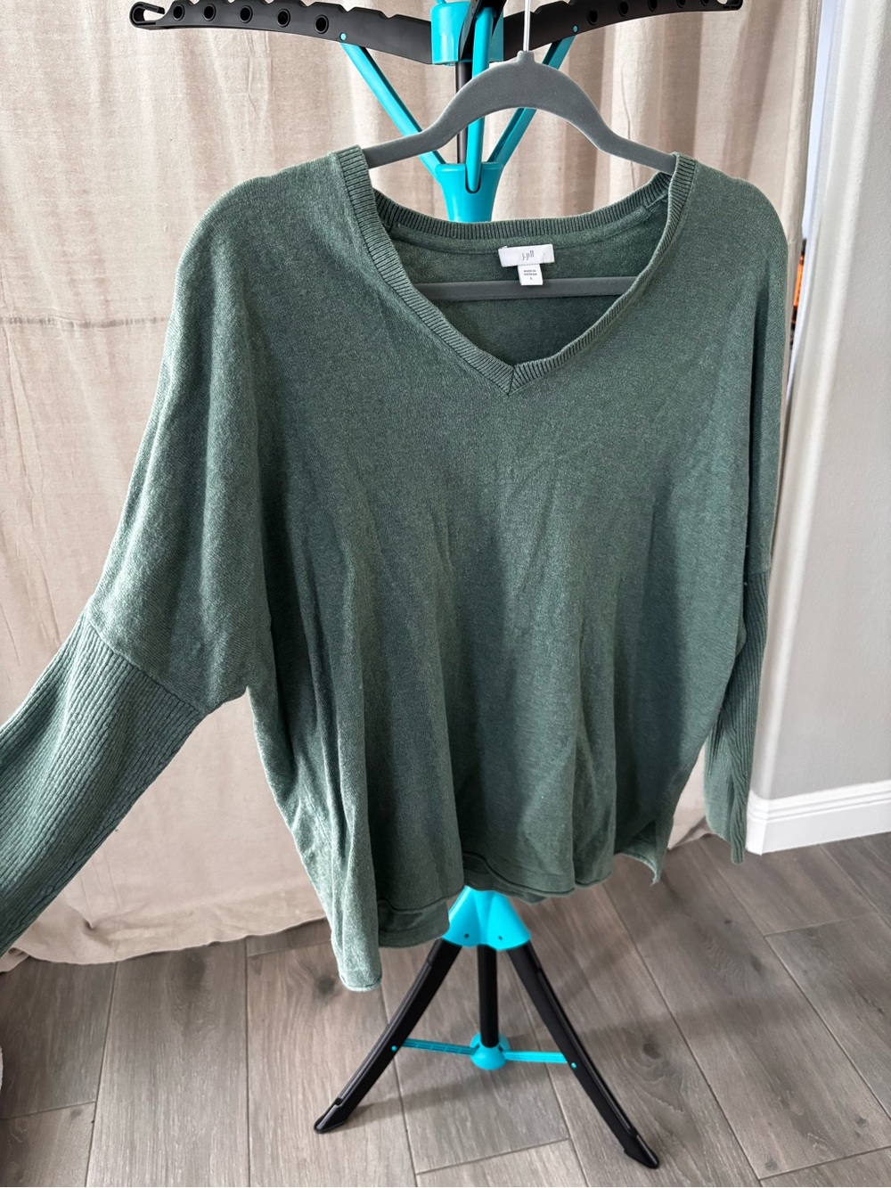 J. Jill Relaxed V-Neck Drop Shoulder Sweater - Sage